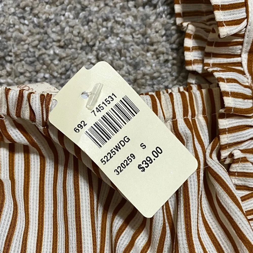 Brown Striped Ruffle Strap Top - Picture 5 of 5